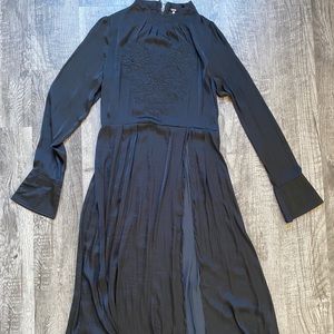 Free People Long Sleeve Black Embroidered Dress